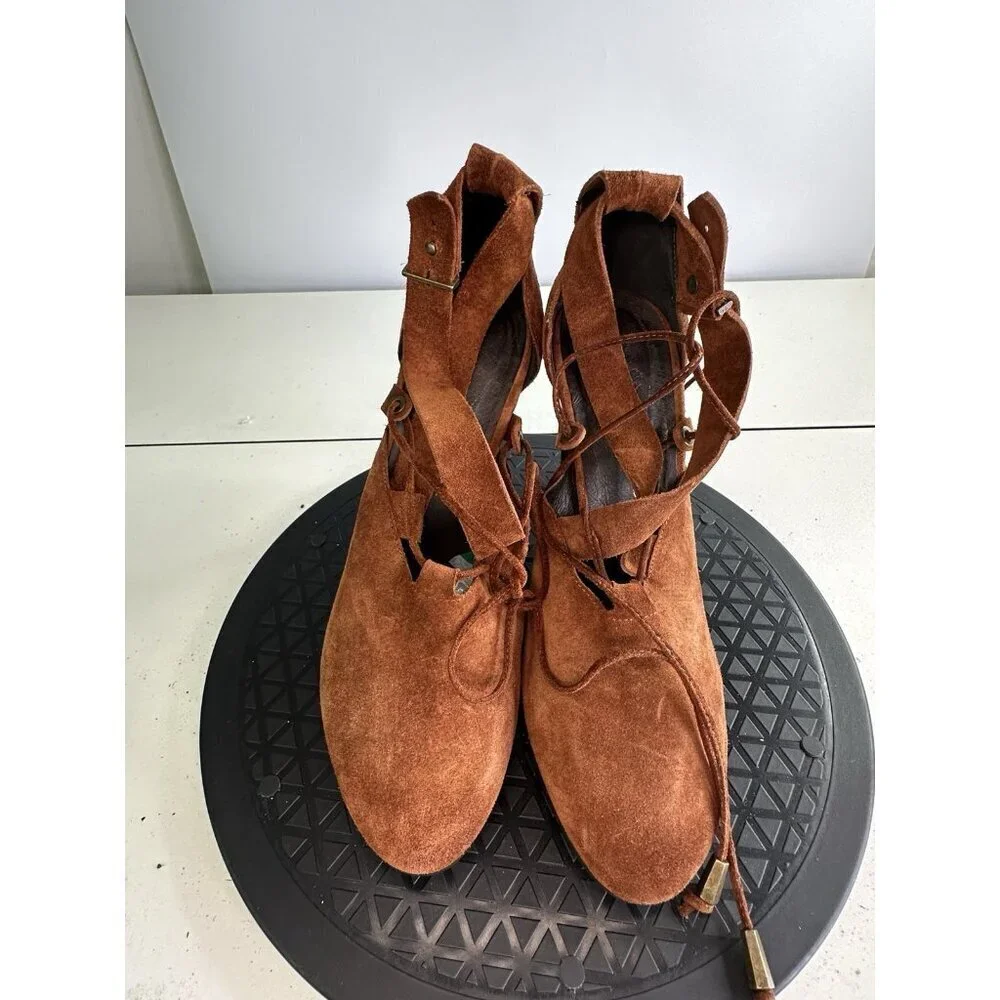 Free People Nouvella Wrap Brown Heels Brown Sz. 39 / 8.5 US
